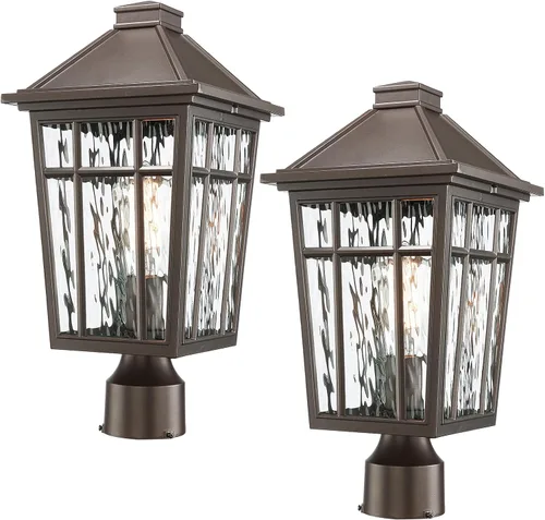 Miniatura 16 de Darkaway Luces de Poste para Exteriores Accesorio de Luz de Poste de Lámpara, Carcasa de Aluminio Impermeable con Vidrio de Efecto Ondas de Agua