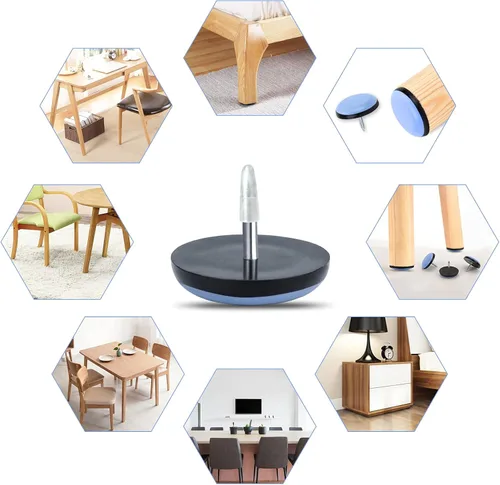 Miniatura 7 de Paquete de 24 deslizadores de silla, deslizadores de uñas (7/8 pulgadas de diámetro), deslizadores de silla de teflón para suelos de madera dura