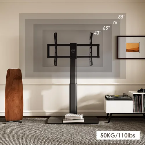 Miniatura 7 de FITUEYES - Soporte universal para TV de 43 a 80 85 pulgadas, soporte alto giratorio para TV, reemplazo de base de pie de TV de mesa, soporte de mesa
