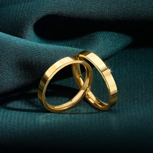 Miniatura 5 de NOKMIT Anillos rellenos de oro de 14 quilates de 0.118 pulgadas para mujeres y niñas, banda apilable de oro fino, anillo de dedo meñique