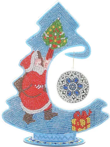 Miniatura 10 de YEESAM Art Kit de pintura de diamantes de imitación para árbol de Navidad, luminoso, árbol de Navidad y mesa de Papá Noel, 10.6 pulgadas, decoración