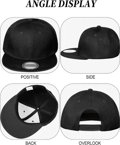Miniatura 5 de 15 Pack Snapback Hats for Men Hip Hop Style Hats Solid Baseball Hats Adjustable Snapback Cap Flat Brim Baseball Caps