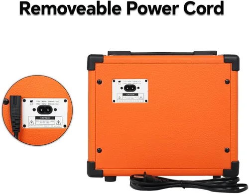 Miniatura 3 de Fojill Amplificador de guitarra eléctrica de 20W, amplificador de práctica pequeño portátil de viaje mini con conector de auriculares de 3.5, Naranja