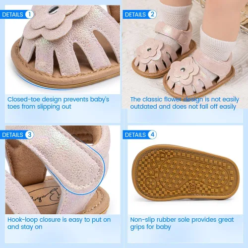 Miniatura 127 de Meckior Sandalias de verano con punta abierta y suave de piel sintética para bebés y niñas pequeñas