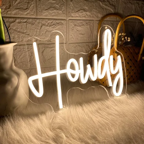 Miniatura 7 de Howdy Letrero de neón para decoración de pared, letreros con luz LED USB para dormitorio, cumpleaños, boda, fiesta, novio, novia, amante