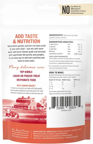 Miniatura 2 de The Honest Kitchen Caldo Instantáneo de Hueso de Carne con Cúrcuma para Perros, Refuerzo Diario, 102 Gramos