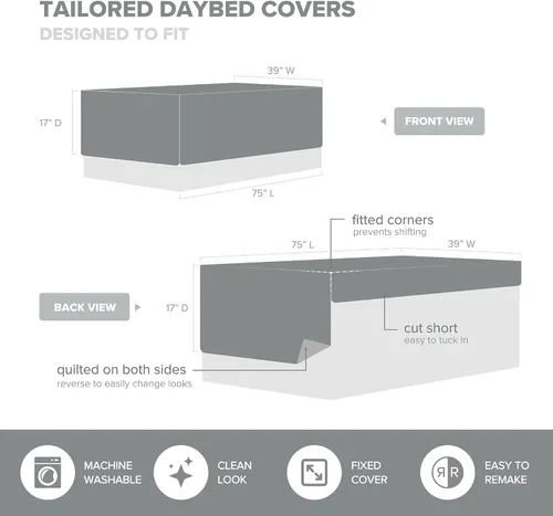 Miniatura 11 de Comfort Spaces Funda para sofá cama de lujo de doble cara - Acolchado, ropa de cama acogedora para todas las estaciones con falda de cama, fundas a
