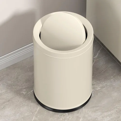 Miniatura 11 de Cubo de basura negro de 10L/2.6 galones con tapa oscilante, cubo de basura para dormitorio con tapa, pequeño cubo de basura para baño, dormitorio
