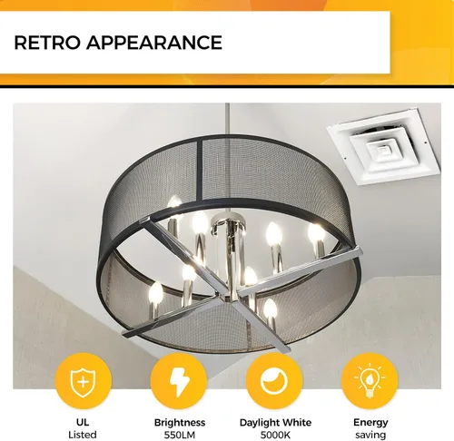 Miniatura 3 de Hizashi - Focos de candelabro LED E12, B11 tipo B, regulables, equivalente a 60 W, 5,000 K, luz diurna, 90+CRI, 6 W, 550 lúmenes, certificación UL
