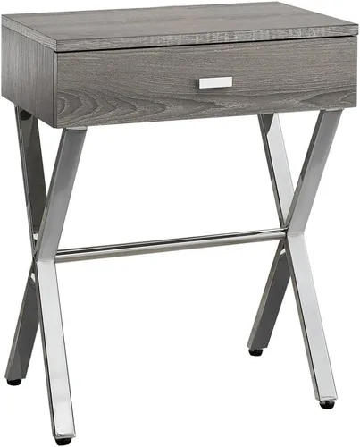 Miniatura 9 de Monarch Specialties Mesita de noche de metal cromado, 22.00 x 12.00 x 18.00 pulgadas, blanco brillante BLANCO BRILLO