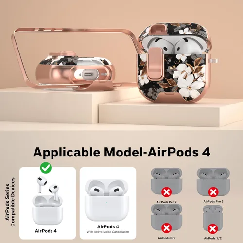Miniatura 5 de Maxjoy Funda para AirPods 4, funda transparente para AirPod de 4ª generación, funda protectora suave y linda flor para AirPod 4 para mujeres