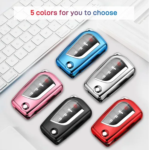 Miniatura 6 de QBUC Funda para llavero Toyota compatible con Toyota Fortuner Tundra Camry RAV4 Highlander Corolla Smart Key Sliver