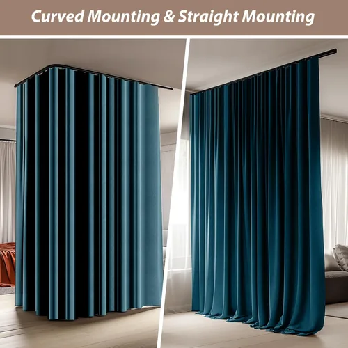 Miniatura 6 de Cortinas divisoras de habitación con juego de rieles de cortina de techo, cortina de ventana para dormitorio, sala de estar, oscurecimiento total