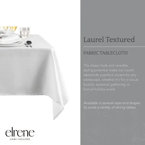 Miniatura 2 de Elrene Home Fashions Mantel Laurel de Textura Sólida Resistente al Agua y a las Manchas, 60"X120" Rectángulo, Blanco