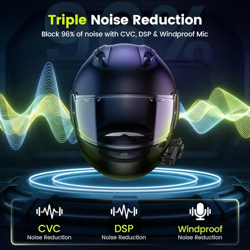 Miniatura 5 de X10 - Auriculares Bluetooth para casco de motocicleta V5.4, sistema de comunicación de intercomunicación de grupo de 10 jinetes, cancelación