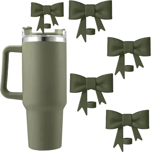 Miniatura 17 de 6 piezas de cubiertas de pajita de silicona para vasos Stanley de 40/30 oz 10 mm (0.4 pulg) cubiertas de pajita a prueba de polvo con diseño