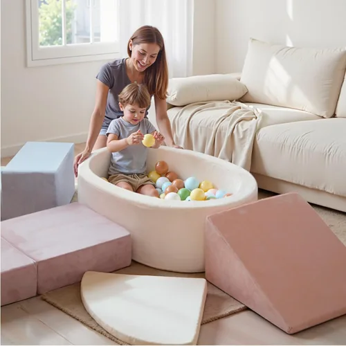 Miniatura 7 de BanaSuper Juguetes de escalada de 6 piezas para niños pequeños, juego de bloques de espuma para niños con pozo de pelotas (bolas no incluidas)