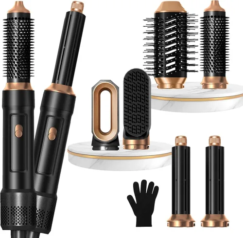 Cepillo Secador de Cabello 6 en UNO, Juego de Herramientas de Peinado de Varita Rizadora, Secador de Cabello de Aire Caliente Iónico, Secador de