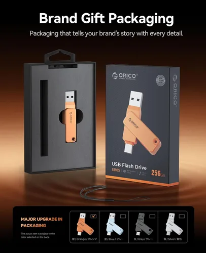 Miniatura 7 de ORICO USB 3.0 Flash Drive 150MB/S Carcasa de metal Diseño giratorio Soporte OTG Función 2 en 1 PenDrive 32GB para dispositivos USB C y USB A -EB05 O