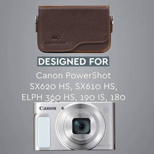 Miniatura 4 de MegaGear Canon PowerShot SX620 HS, ELPH 180, ELPH 360 HS, ELPH 190 is, ELPH 170 is, SX610 HS Funda de cuero para cámara con correa - marrón oscuro