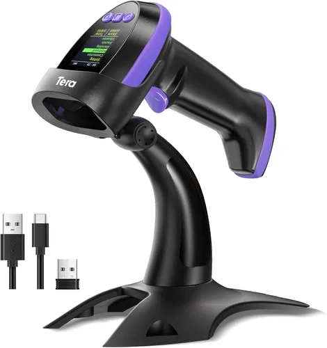 Miniatura 13 de Tera Escáner de Código de Barras Inalámbrico con Pantalla: Versión Pro 1D 2D QR con Teclado de Configuración, Cuna de Carga, Funciona con Bluetooth