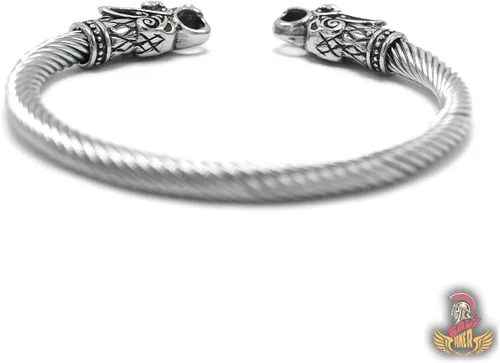 Miniatura 2 de BAVIPOWER Pulsera de acero inoxidable con cabezas de lobo nórdico Fenrir Odin Raven Dragón Serpiente de acero inoxidable fuerte Pagan Jewelry