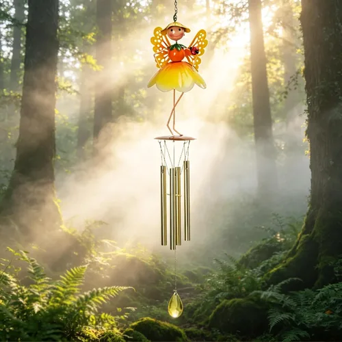 Taman Campanilla de viento para exteriores – Campanillas de viento de hadas de flores para tubos de aluminio exteriores, regalo conmemorativo
