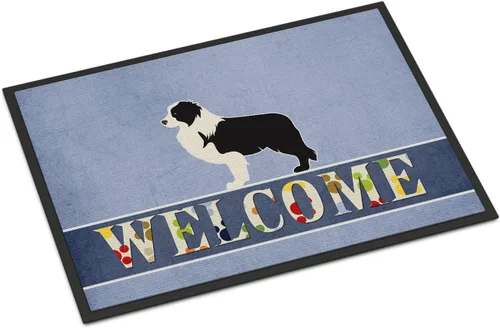 Caroline's Treasures BB5527JMAT - Tapete de bienvenida negro Border Collie de 24 x 36 pulgadas, tapete para puerta delantera, para interiores y