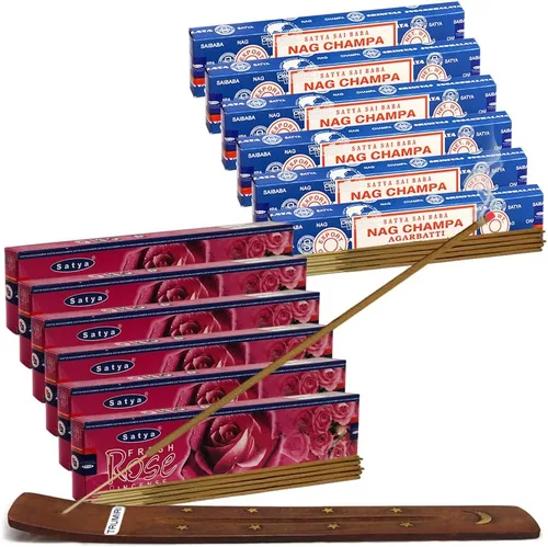 Miniatura 21 de Varillas de incienso de Sangre de Dragón y Palo Santo con soporte, paquete de variedad de la marca House of Nag Champa y Trumiri