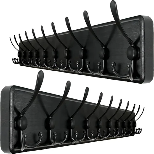 Miniatura 20 de WEBI Perchero de pared, ganchos para abrigos de pared rústicos, 16" de orificio a orificio, gancho grande para colgar en la pared, perchero