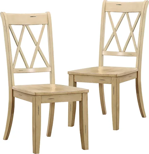 Miniatura 8 de Lexicon Janina - Juego de 2 sillas de comedor modernas de granja, juego de 2, madera maciza, respaldo cruzado, para cocina tradicional moderna Verde