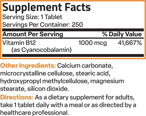 Miniatura 8 de Bronson Vitamina B12 1000 mcg de liberación sostenida tabletas premium sin OMG que apoyan el sistema nervioso, la función cerebral saludable