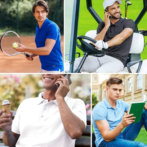Miniatura 6 de MIER Polo Shirts for Men Short Sleeve Quick Dry Polyester Collared Shirts Casual Golf Shirts, Moisture-Wicking