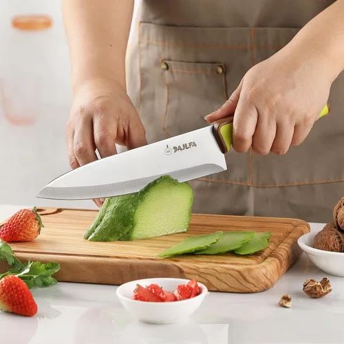 Miniatura 4 de 3 cuchillos de cocina, juego de cuchillos de acero inoxidable con funda, chef de 8 pulgadas, utilidad de 4.5 pulgadas y cuchillo de pelar de 4