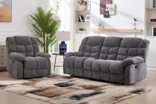 Miniatura 16 de CANMOV Silla reclinable manual, sofá reclinable individual con respaldo y reposabrazos sobrerelleno para sala de estar, muebles de dormitorio