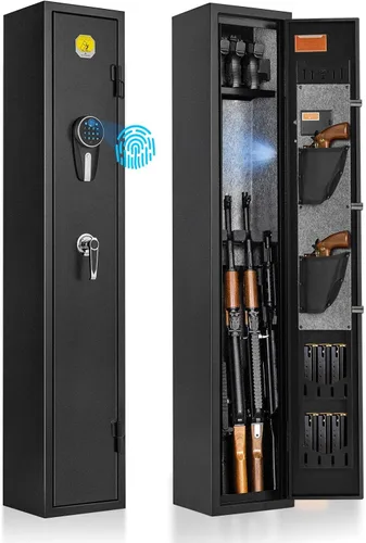 BlackSmith Caja fuerte para 3 rifles y pistolas para el hogar, rifles y pistolas, caja fuerte para pistola de 0.1 s, acceso rápido, reconocimiento
