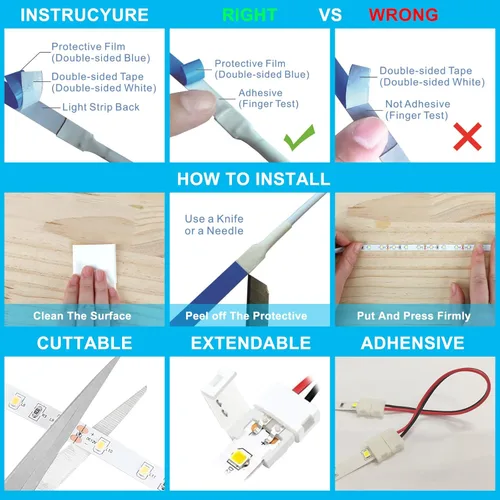 Miniatura 8 de Luces con sensor de movimiento para debajo del gabinete: tira de luces LED enchufables para interiores con adaptador aprobado por UL FCC, atenuador