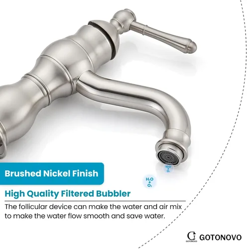 Miniatura 6 de gotonovo Grifo de lavabo de baño de 1 agujero con mango individual, grifo de tocador con caño giratorio de 360°, grifo mezclador de lavabo
