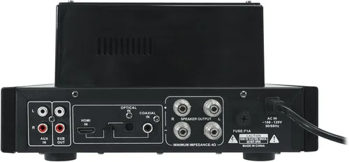 Miniatura 6 de Rockville BluTube - Amplificador de tubo LED de 70 W, receptor estéreo de cine en casa con Bluetooth, HDMI y óptico, negro con luces azules
