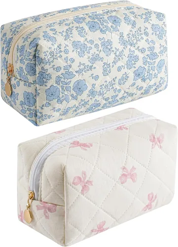 Miniatura 52 de Bolsa de maquillaje de viaje para mujeres y niñas, bolsa de maquillaje con cremallera, flores florales, organizador de maquillaje, bolsa de tela