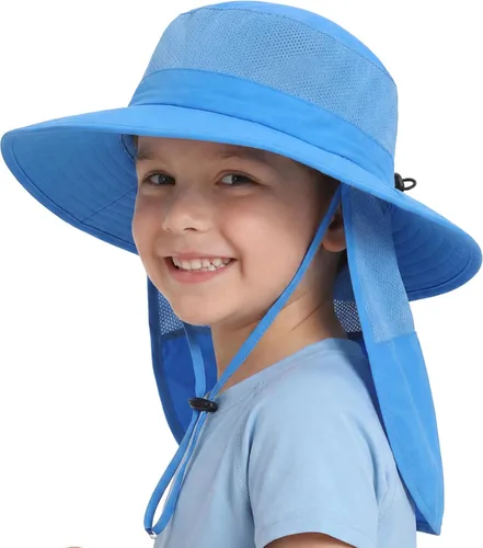 Miniatura 14 de Home Prefer Sombrero de sol para niños al aire libre UPF50+ Sombrero de pesca de ala ancha con solapa para el cuello