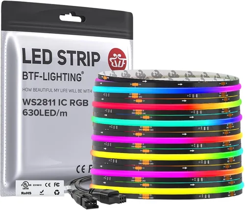 Miniatura 24 de BTF-LIGHTING FCOB WS2811 IC RGB COB - Tira de luces LED COB de 16.4 pies DC12V 630LED/m Flexible de Alta Densidad Uniforme Luz de Color Perseguidor