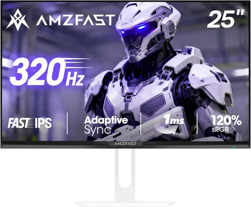 Amzfast Monitor de juegos blanco de 25 pulgadas 320Hz/300Hz/240Hz, FHD 1080P 1ms Monitor IPS rápido, 12 meses de garantía de intercambio (cable DP)