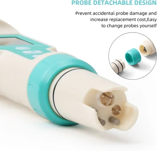 Miniatura 5 de Probador 7 del agua de la piscina de Digitaces en 1 prueba libre del probador del pH y de la sal del cloro el parámetro crítico PH/TDS/sal/ORP/S.G