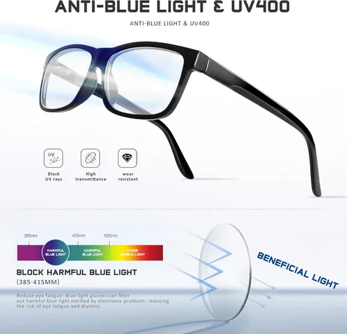 Miniatura 4 de 5 Pack Reading Glasses for Women Men, Blue Light Blocking Computer Readers UV Glare Negro claro