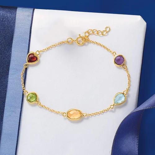 Miniatura 4 de Ross-Simons 4.20 ct. t.w. Multi-Gemstone Station Bracelet in 18kt Gold Over Sterling