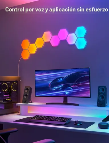 Miniatura 7 de Paneles de luz Govee Glide Hexa, luces de pared LED hexagonales RGBIC, luces de pared creativas Wi-Fi para el hogar inteligente con sincronización