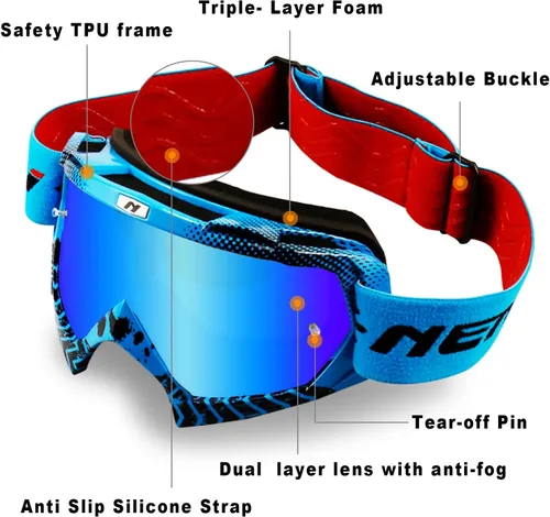 Miniatura 2 de Gafas de motocross para adultos, motocross, motocross, 4 ruedas, MX ATV todoterreno, lentes antiniebla para hombres y mujeres