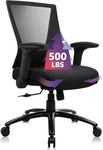 Miniatura 16 de CLATINA Silla de oficina grande y alta de 500 libras, sillas ergonómicas de malla resistente con soporte lumbar ajustable y asiento ancho y cómodo