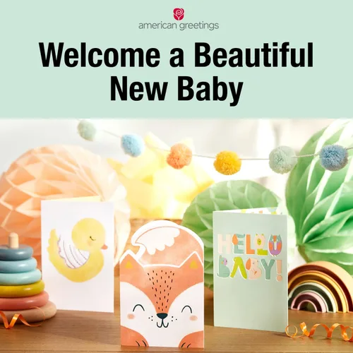 Miniatura 6 de American Greetings Nueva tarjeta de bebé niña (oso con globo)